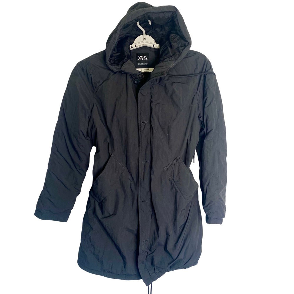 Zara Black Long Puffer Jacket Size M